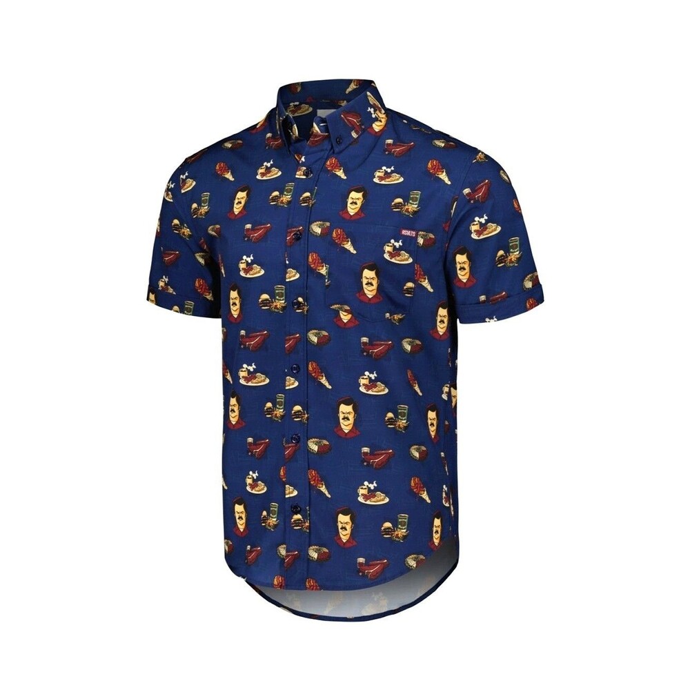 RSVLTS Navy Blue Parks Recreation Turf N Turf Kunuflex Short Sleeve Shirt 2XL